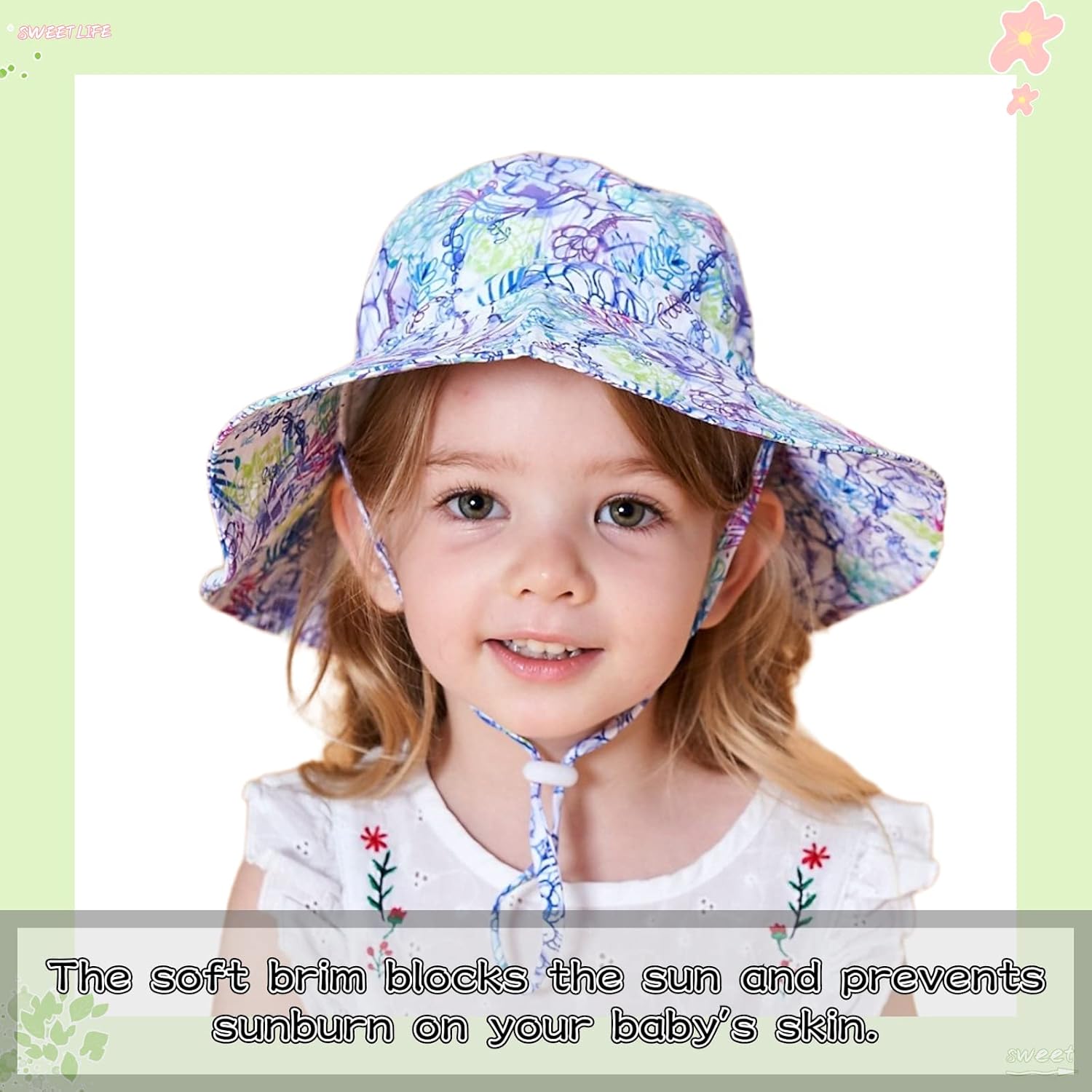 Peecabe Summer Baby Sun Hat for Boys Girls UPF 50+ Wide Brim Toddle Bucket Hat Adjustable Baby Beach Cap 0-8 Years - Image 2