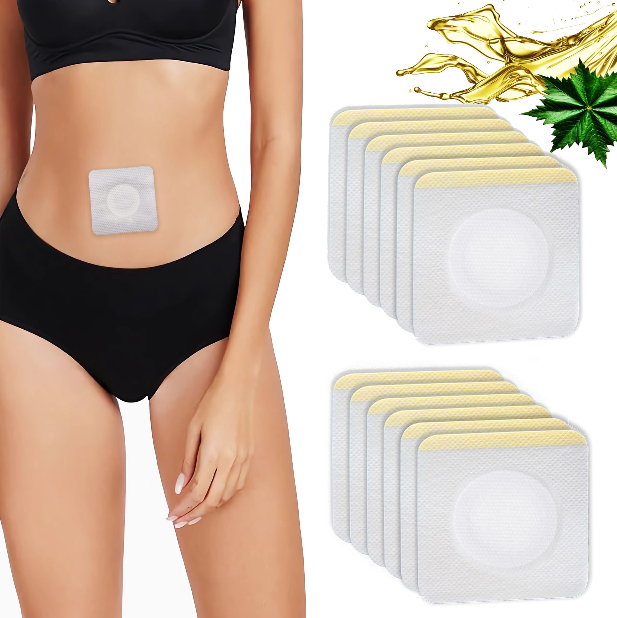 12Pcs Hypoallergenic Castor Oil Pack Wrap Patch for Belly Button, 3.2