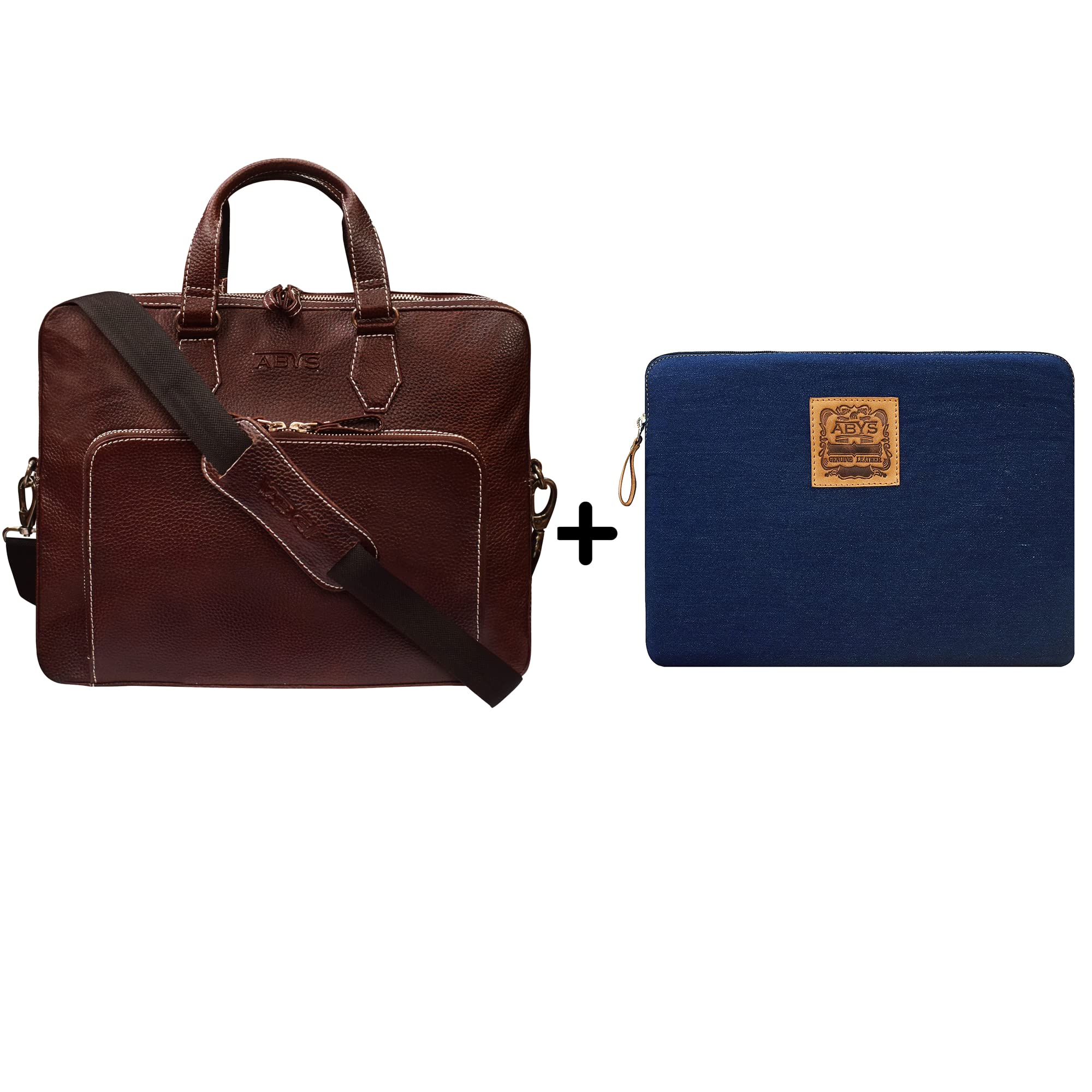 ABYS Genuine Leather 14 Inch Office Laptop Briefcase For Men And Women (Brown) (B08DCWKDMX) Amazon Price History, Amazon Price Tracker