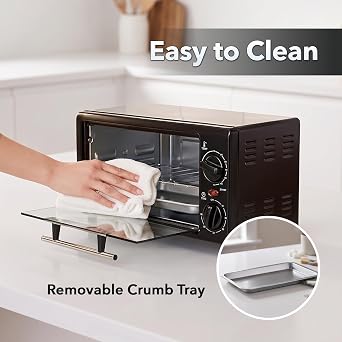 OVENTE 8L Countertop Toaster Oven, Adjustable Temperature, Black TO2808B