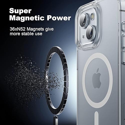 Miniatura 4 de Compatible con MagSafe, resistente a caídas de 10 pies, funda protectora delgada, no amarillenta para iPhone 14 Plus y iPhone 15 Plus (transparente)