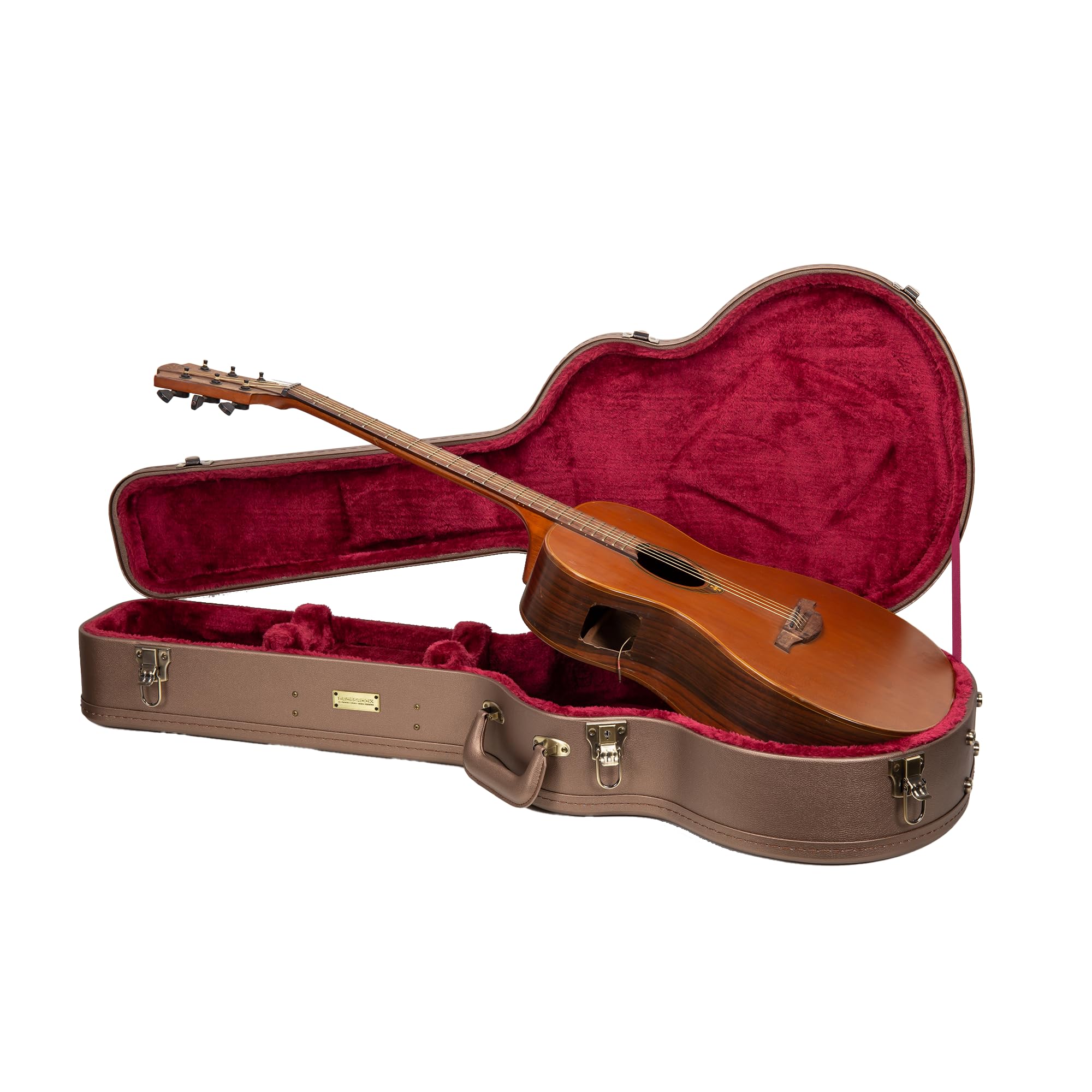 Crossrock Wooden OM Guitar Case for Martin 000-14 Fret | Chocolate Brown Finish, Burgundy Velvet Interior, Lock – Designer Series -Chocolate Brown (CRW520OMCB)