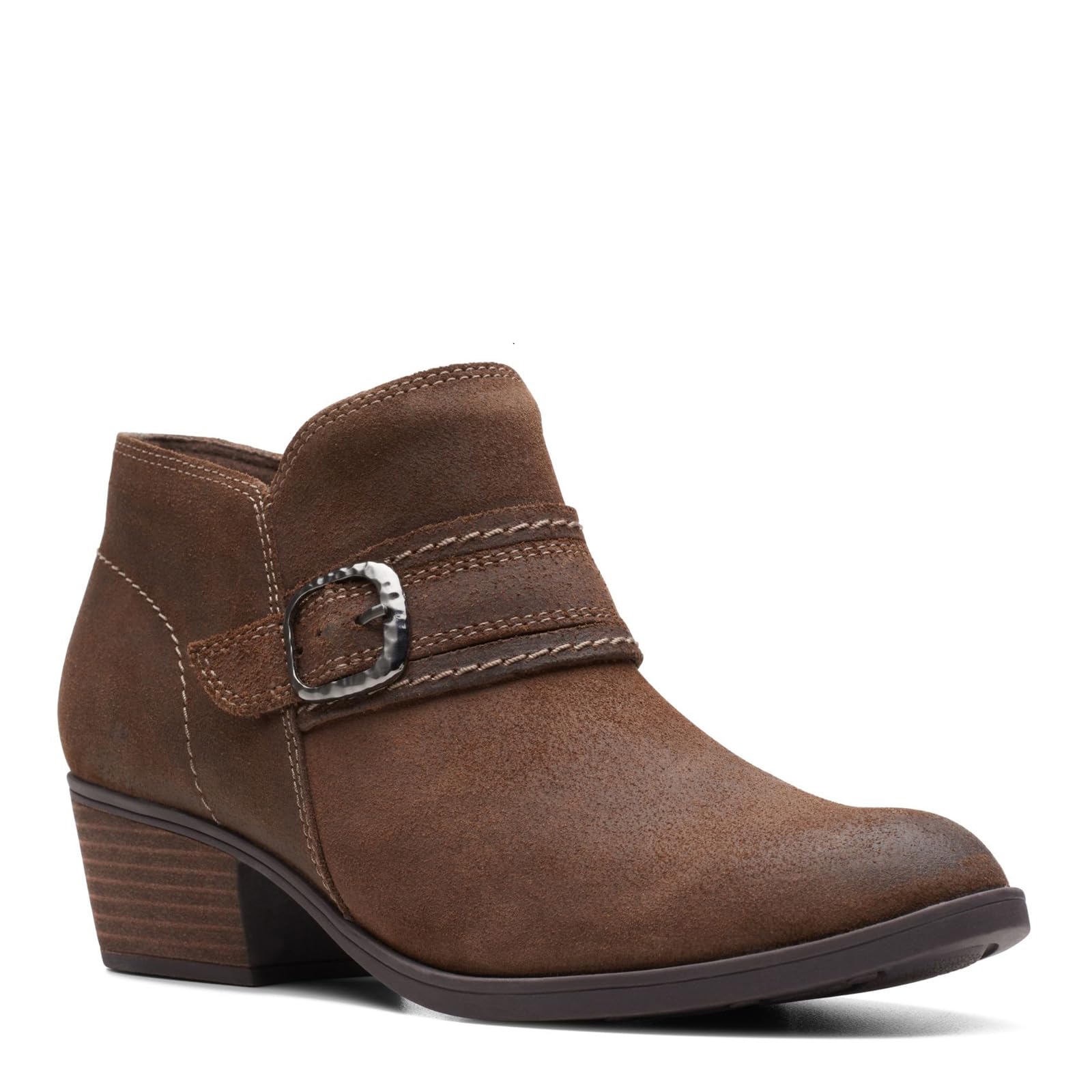 Clarks Women's Charlten Bay Ankle Boot, Dark Tan Suede, 5.5