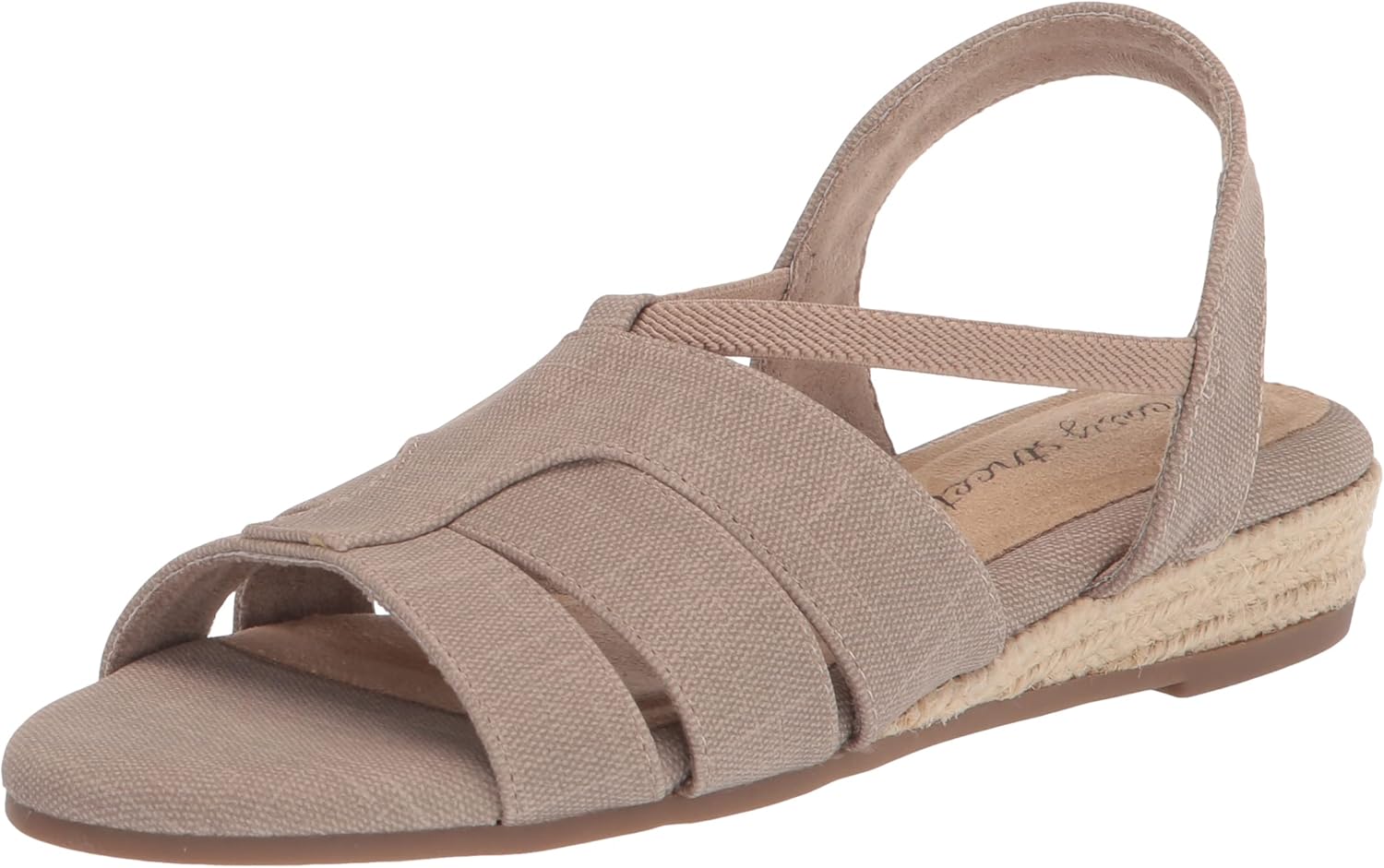 Easy Street Women's Yesenia Wedge Sandal, Natural Linen Print, 7.5 Narrow