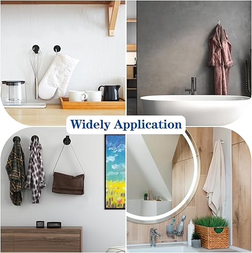 Miniatura 7 de Paquete de 4 ganchos adhesivos negros mate, acero inoxidable para dormitorio, cocina, hotel, oficina