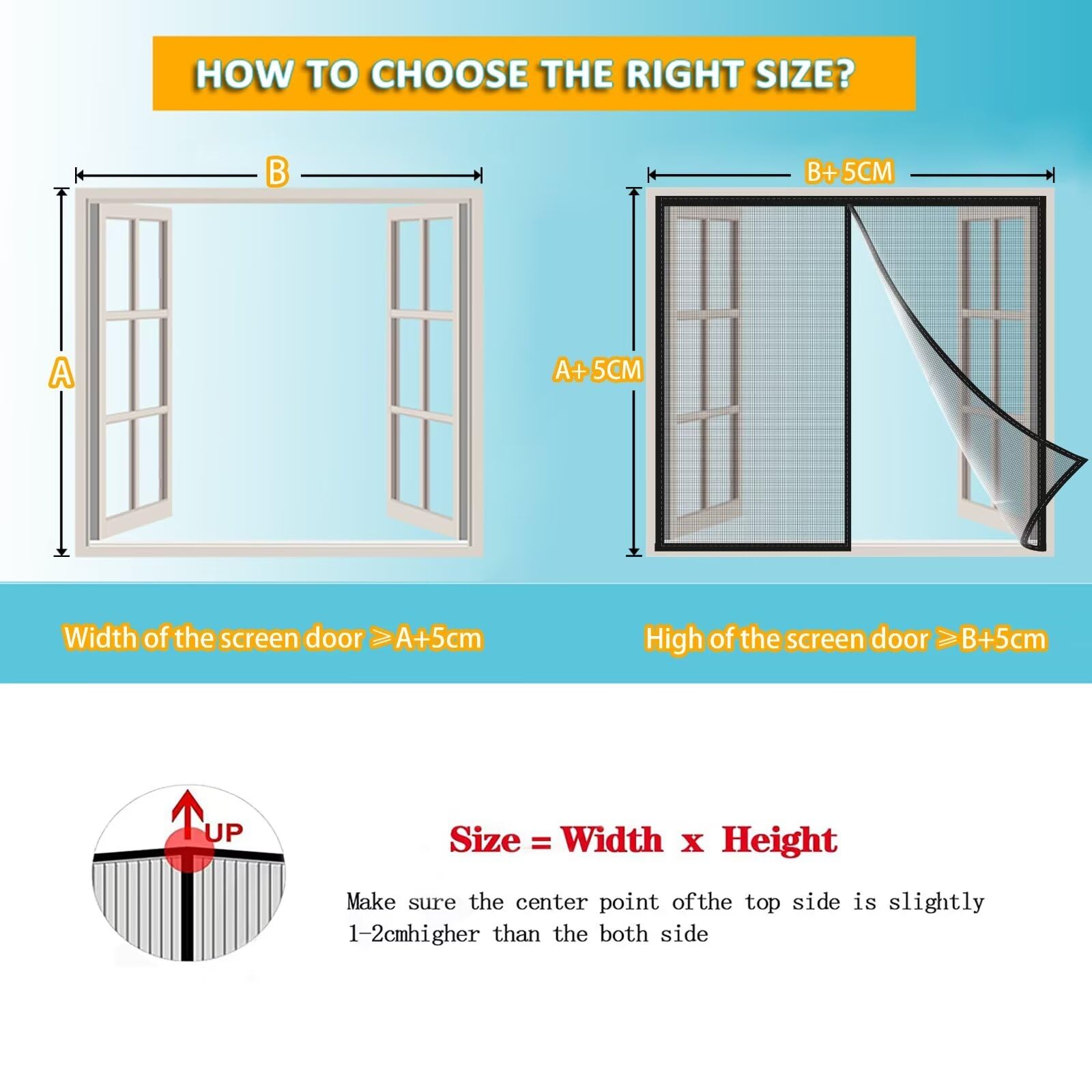 Magnet Fliegengitter Fenster Insektenschutz 205x240 cm, Der Magnetvorhang ist Ideal für die BalkonFenster, KellerFenster, TerrassenFenster, Kinderleichte Klebemontage Schwarz Verstärkte
