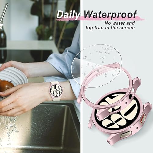 Miniatura 4 de Paquete de 4 + 4 protectores de pantalla para Samsung Galaxy Watch 6 de 1.772 pulgadas, película protectora de vidrio templado antivaho y