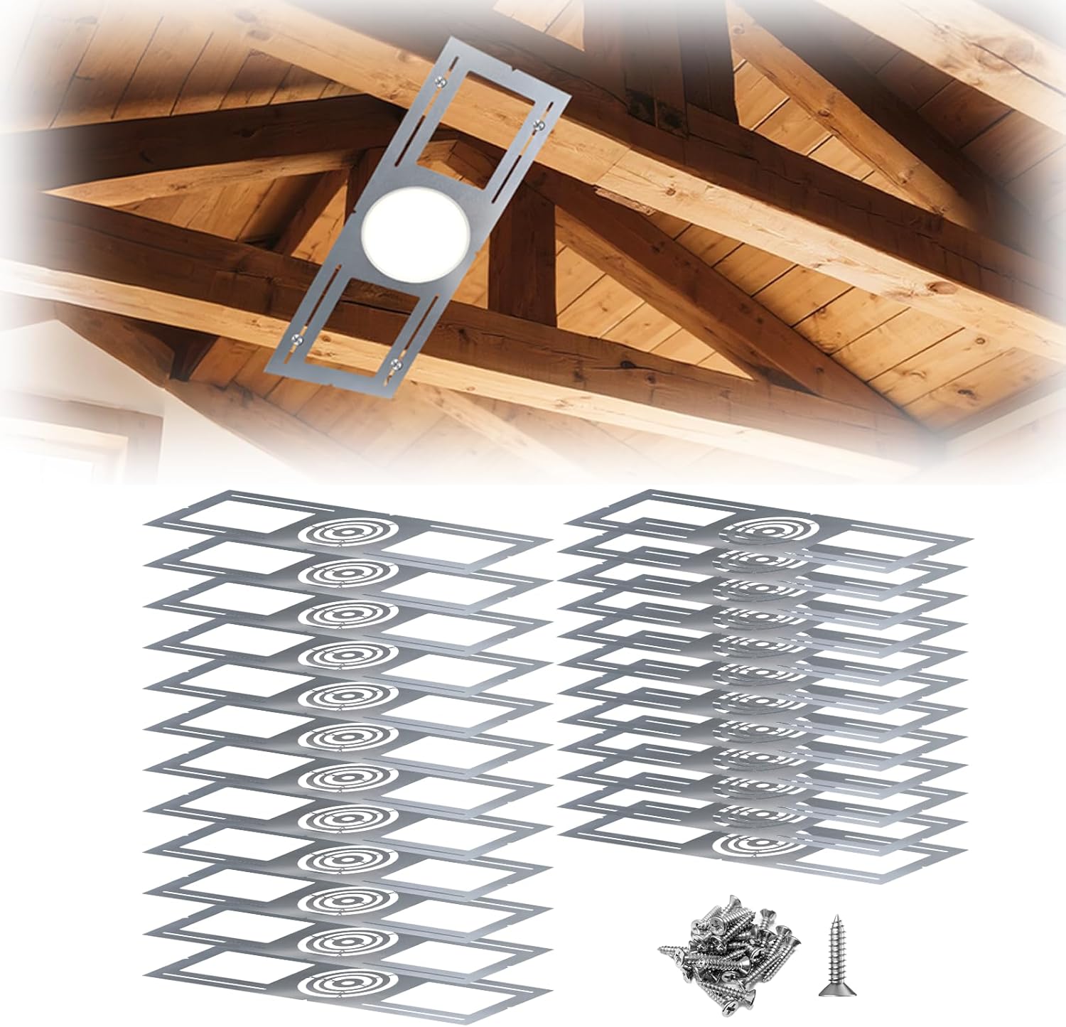 24 Pack New Construction Mounting Plate for Recessed Wafer LED Lights, 3/4/6inch Rough in Plate Template for Ceiling Light Fixture, 26inch Steel Housing Bracket, Easy Install