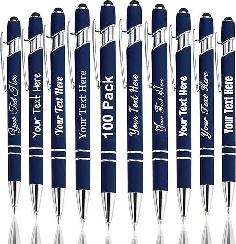 Miniatura 67 de Hasta 300 bolígrafos personalizados a granel con nombre personalizado con grabado gratis, puntas de lápiz capacitivo grabado, bolígrafo para Púrpura