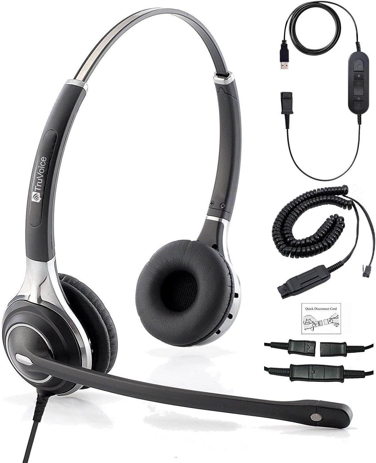 Premium Double Ear Headset with Ultra Noise Canceling Mic with USB & HIS Cable for Avaya IP 1608, 1616, 9601, 9608, 9611, 9611G, 9620, 9621, 9630, 9631, 9640, 9641, 9650, 9670, J139, J169 and J179