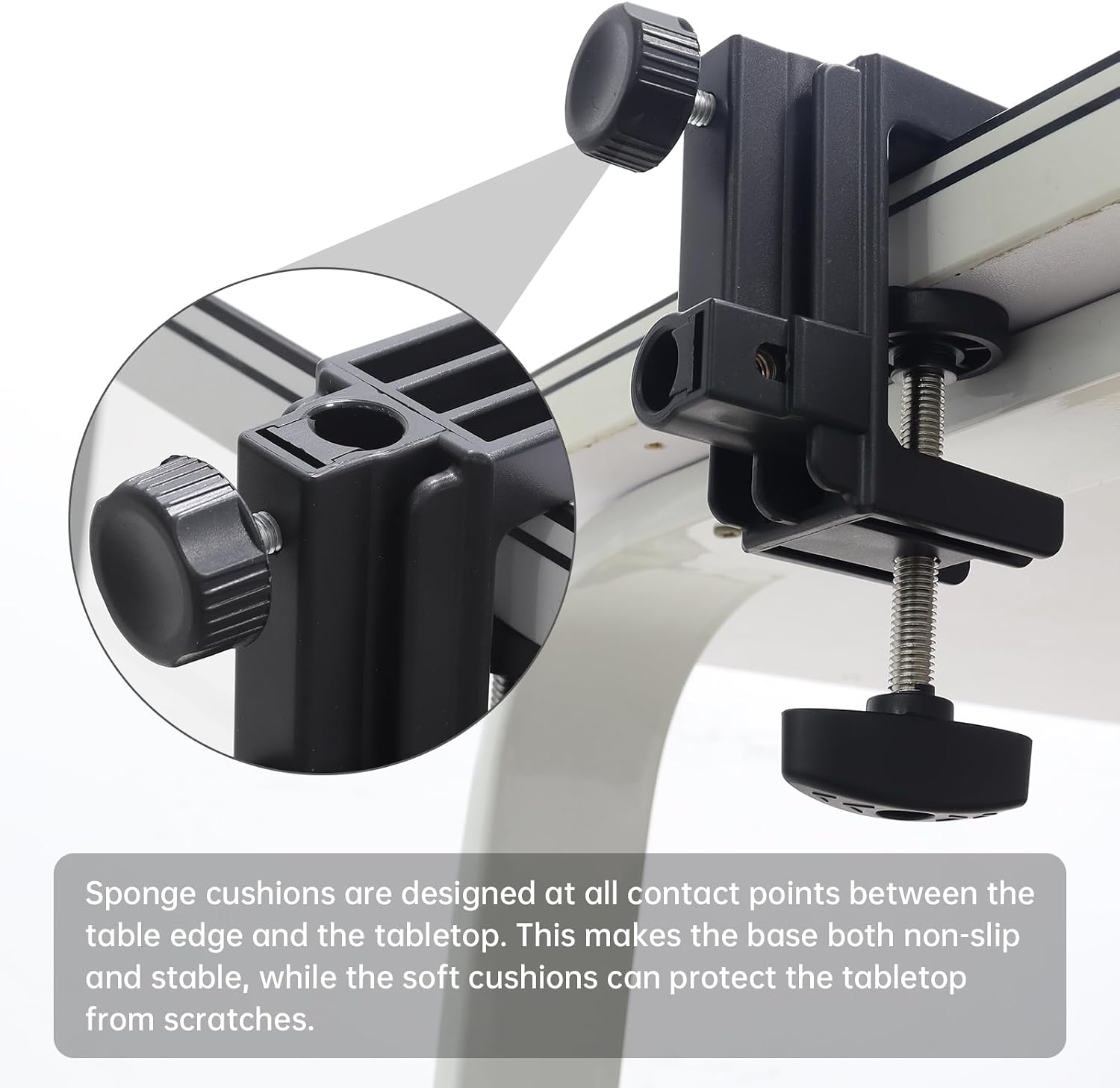 Desk Clamp, Plastic Bracket Stand, C-Clamp Base Holder, Table Mounting Clamp, Light Mounting Bracket Replacement Clip for Microphone Mic Arms Table Lamp Desktop (0.47" Hole Dia) image 2