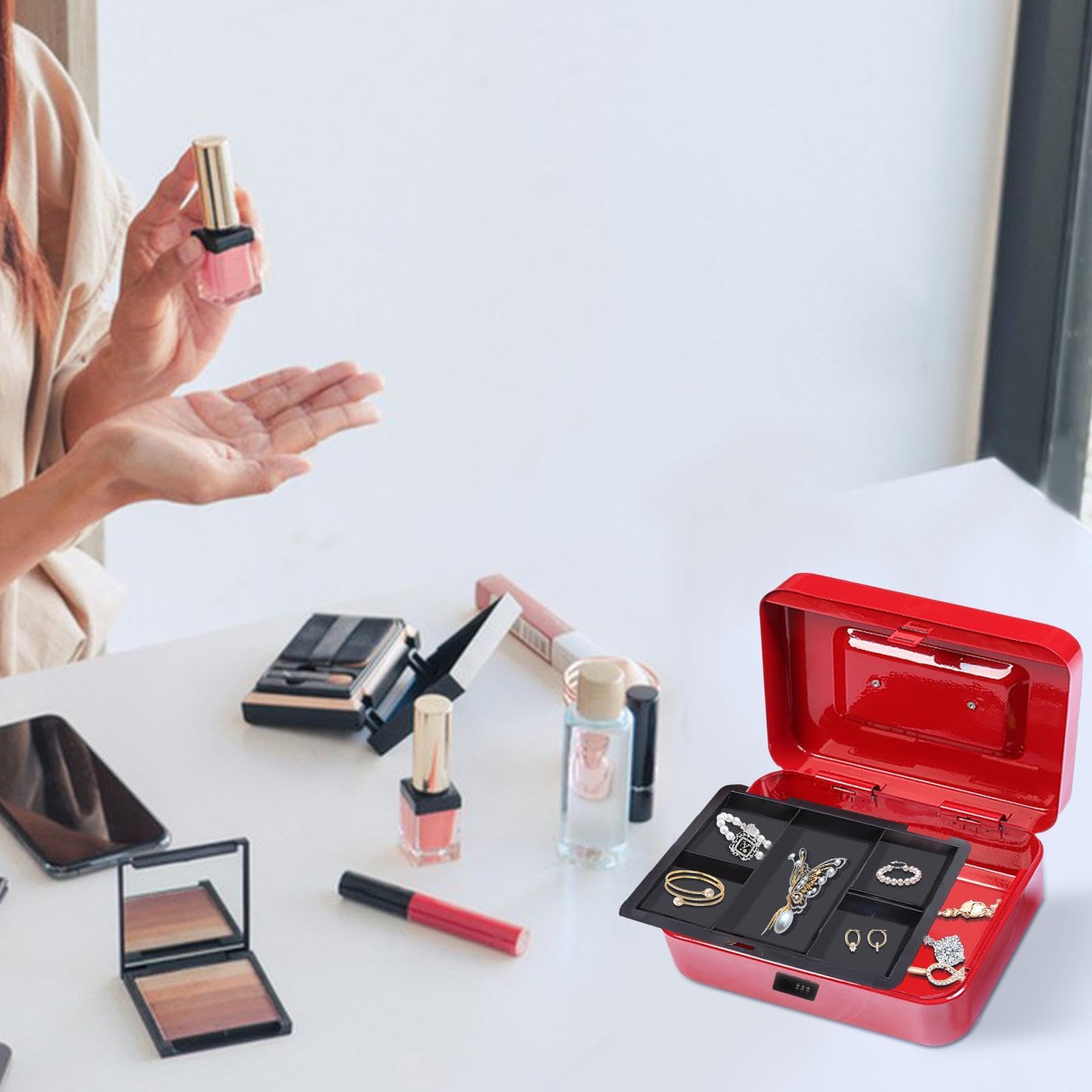 Coffre-fort portable avec code pour billets, cartes, bijoux, clés