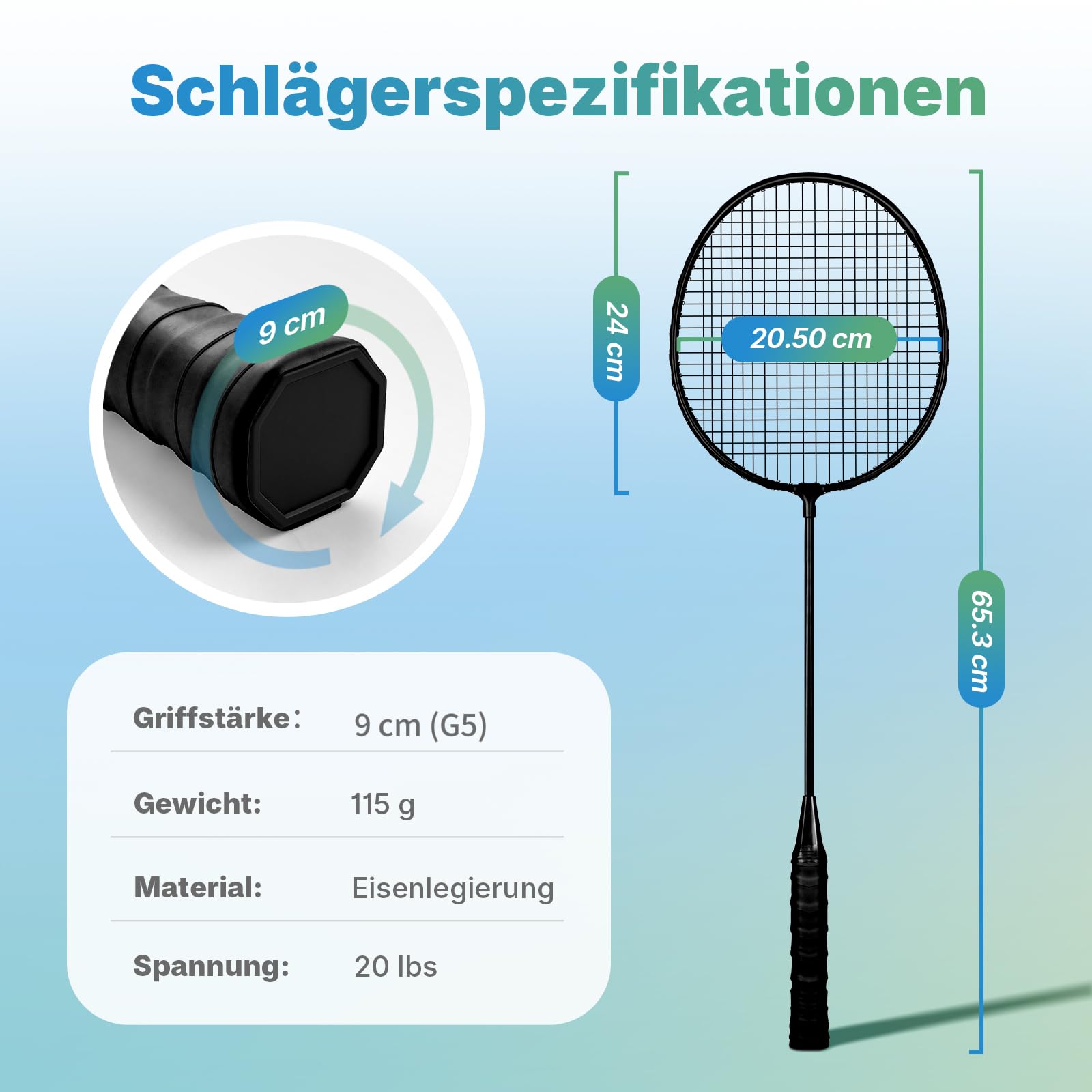 AboveGenius Badmintonschläger 4er Set für Outdoor Hinterhofspiele, darunter 4 Schläger, 6 Nylon Badminton-Federbälle, leichte Badmintonschläger für Anfänger