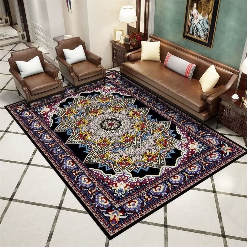 Tapis salon lavable en machine et durable 140x200 géométrique gris