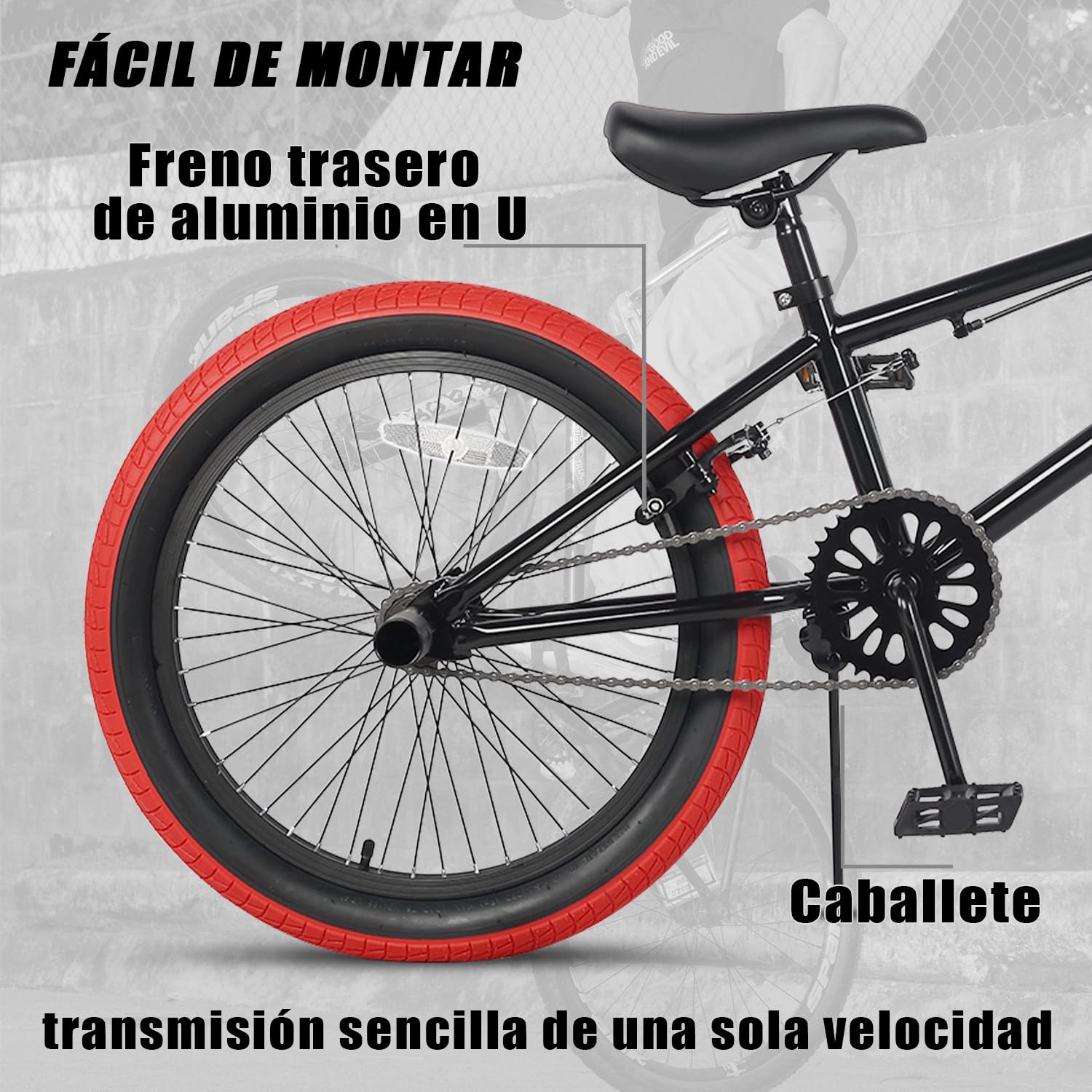 AVASTA 20 Pulgadas Freestyle niños BMX Bicicleta para 6 7 8 9 10 11 12 13 14 años niños niñas jóvenes Adultos y Pilotos de Nivel Principiante con 4 Peg, Negro con neumáticos