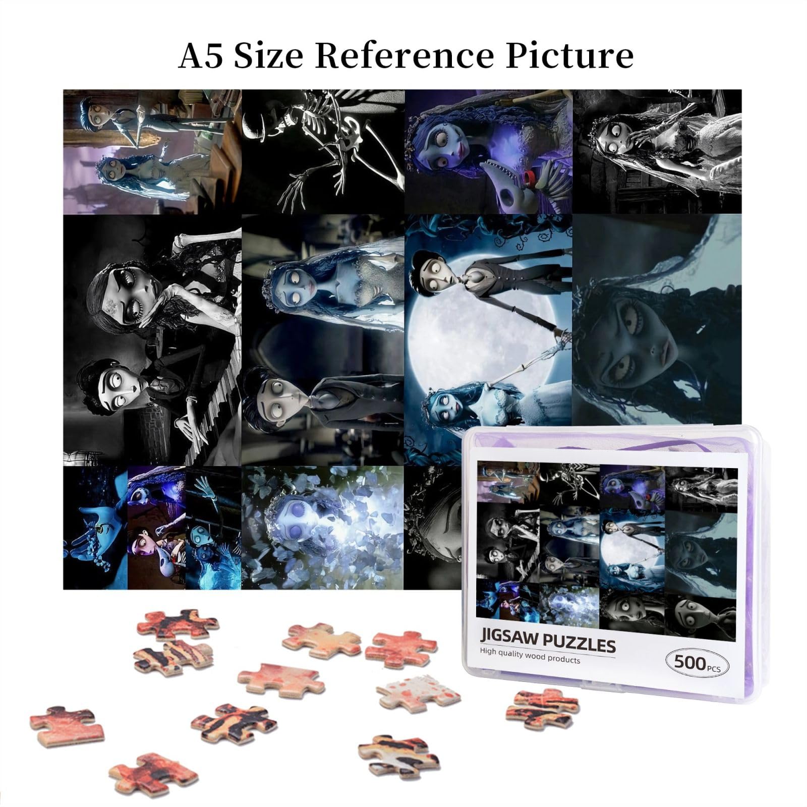 Amazon.com: waojackal Corpse Bride Collage Puzzle 500 Piece Wooden