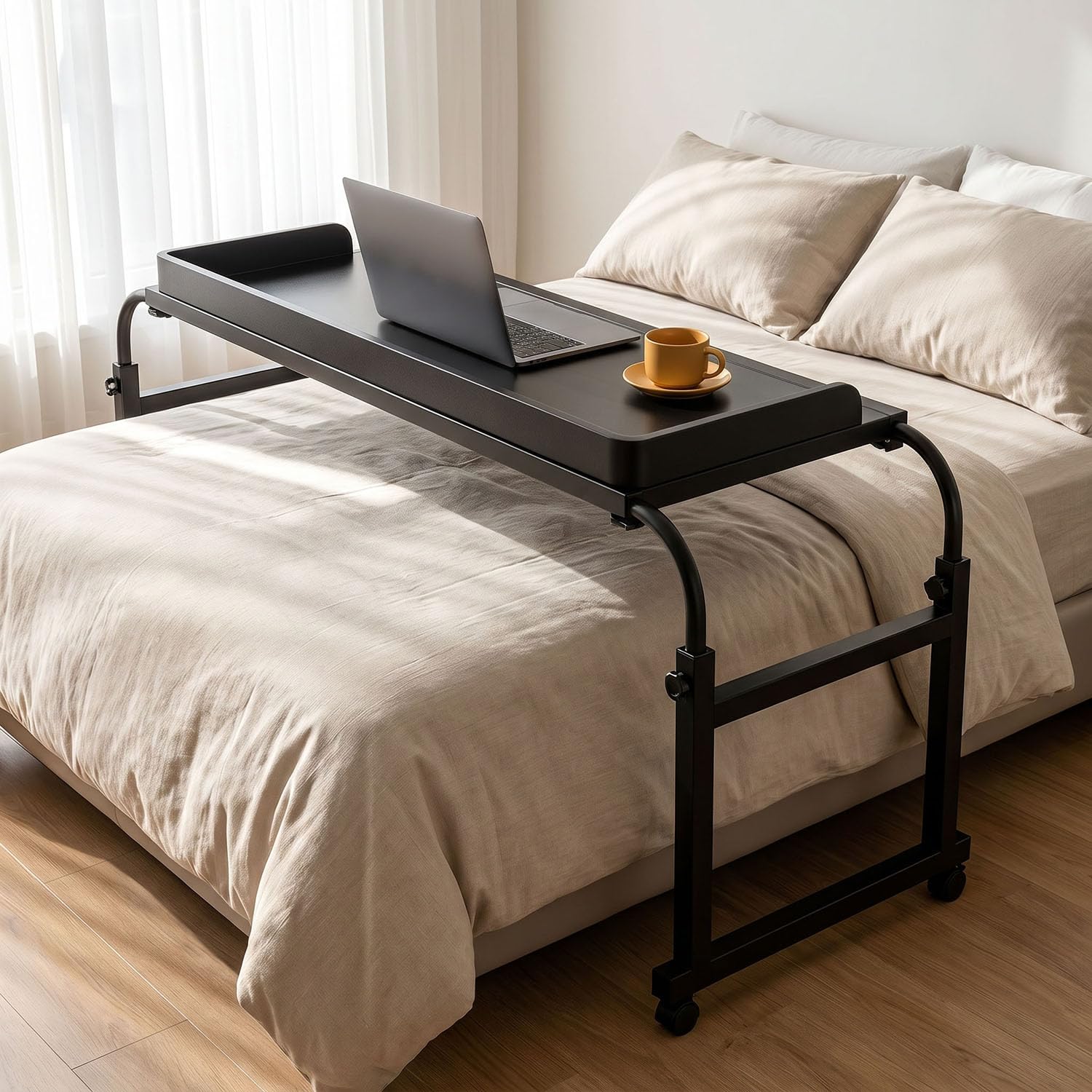 GXQFC Rolling Over Bed Desk, Computer Desk Mobile Laptop Cart