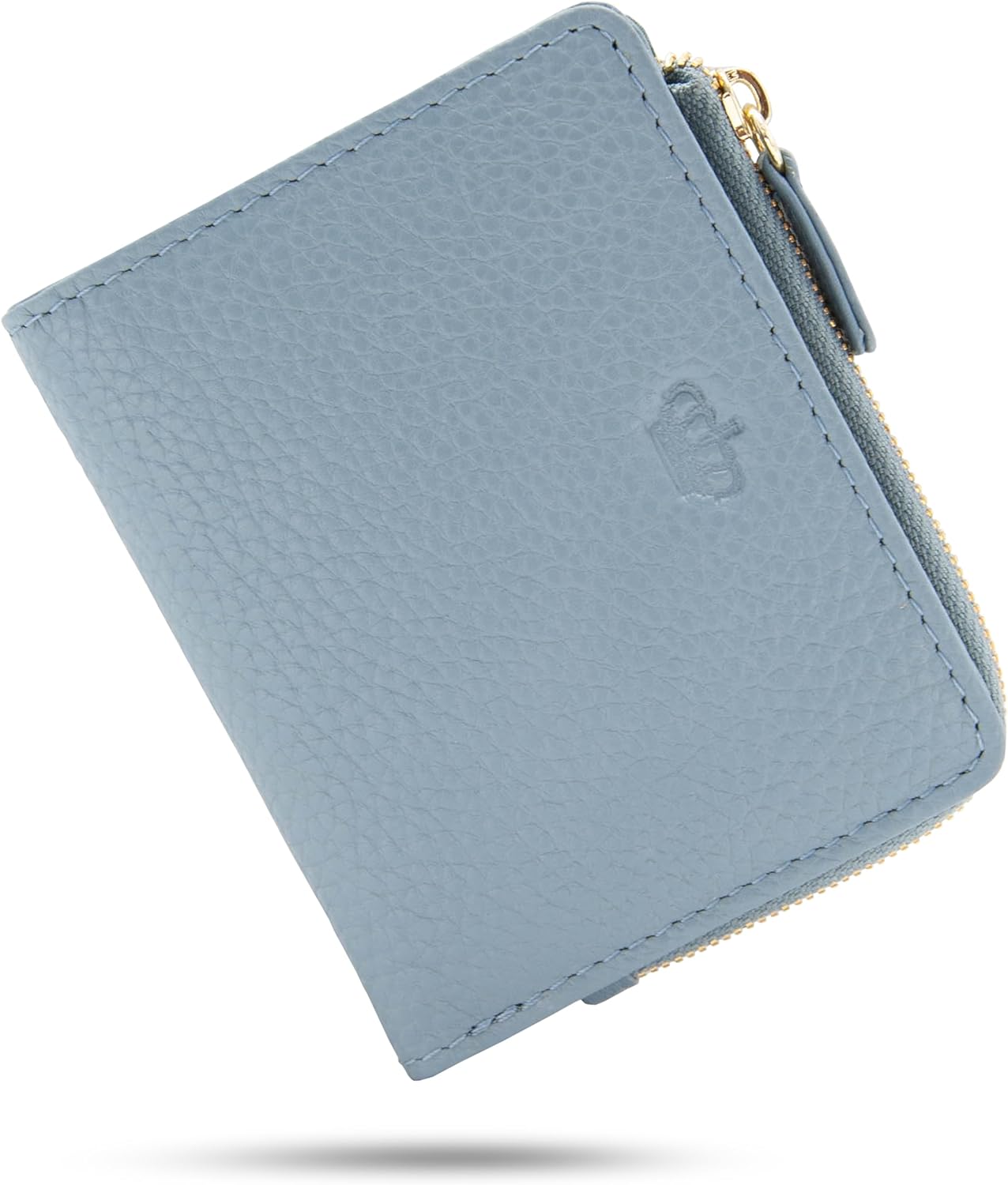 Baur portemonnee, echt leer, mini-portemonnee met RFID-bescherming, 6 kaartvakken, bankbiljetten- en muntvak, ritssluiting, taupe, 12x9x2 cm