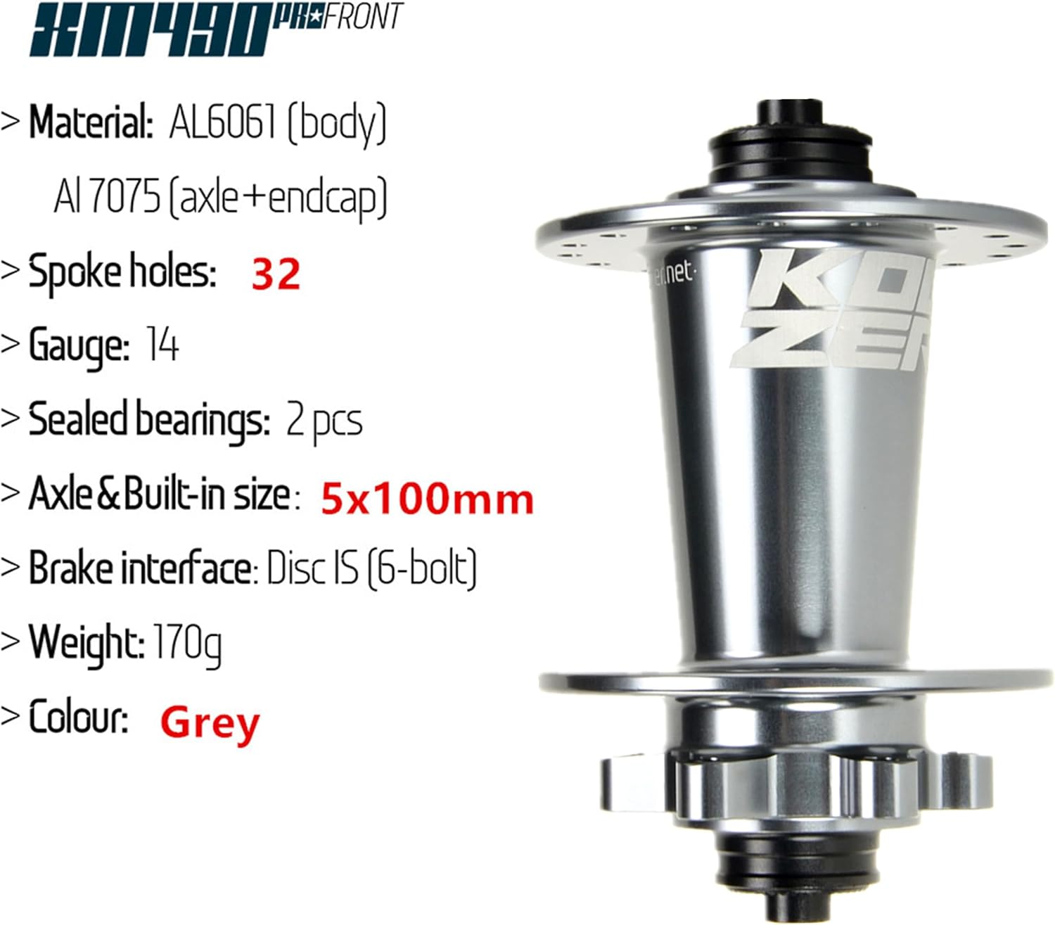 BestParts Mountain Bike Hub Set,XM490 MTB Hub 32 Hole Quick Release(QR) Disc Brake Hub HG Replacement for Shimano 8-11Speed & SRAM 8-10 Speed, 5x100 + 5x135mm, Grey