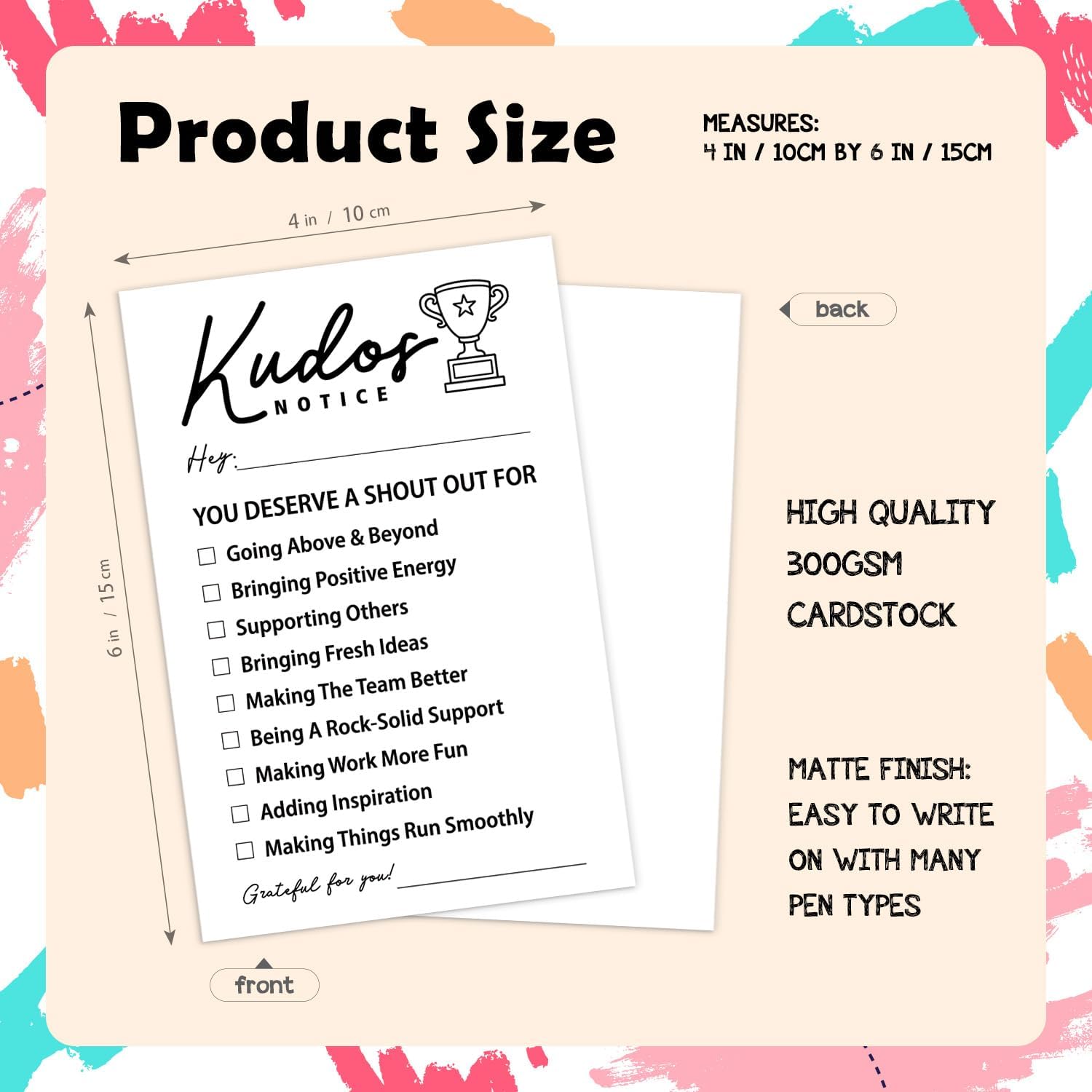 Kudos Notice Appreciation Recognition Reward Cards For School or Work Bulletin Board(50 Pack), for Staff Appreciation, Coworkers, Office Staff, Teachers, Students, Team Building Office Morale Booster - Image 2