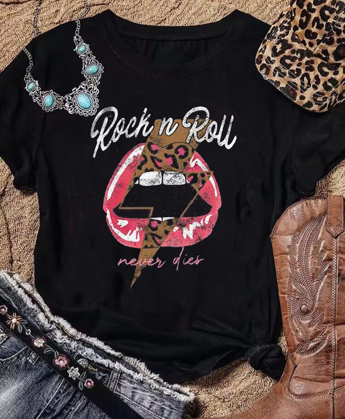 Rock N Roll Shirt Women Vintage Rock Music Graphic Shirt Country Music Tee Funny Letter Printed Casual Short Sleeve Tops - Image 5