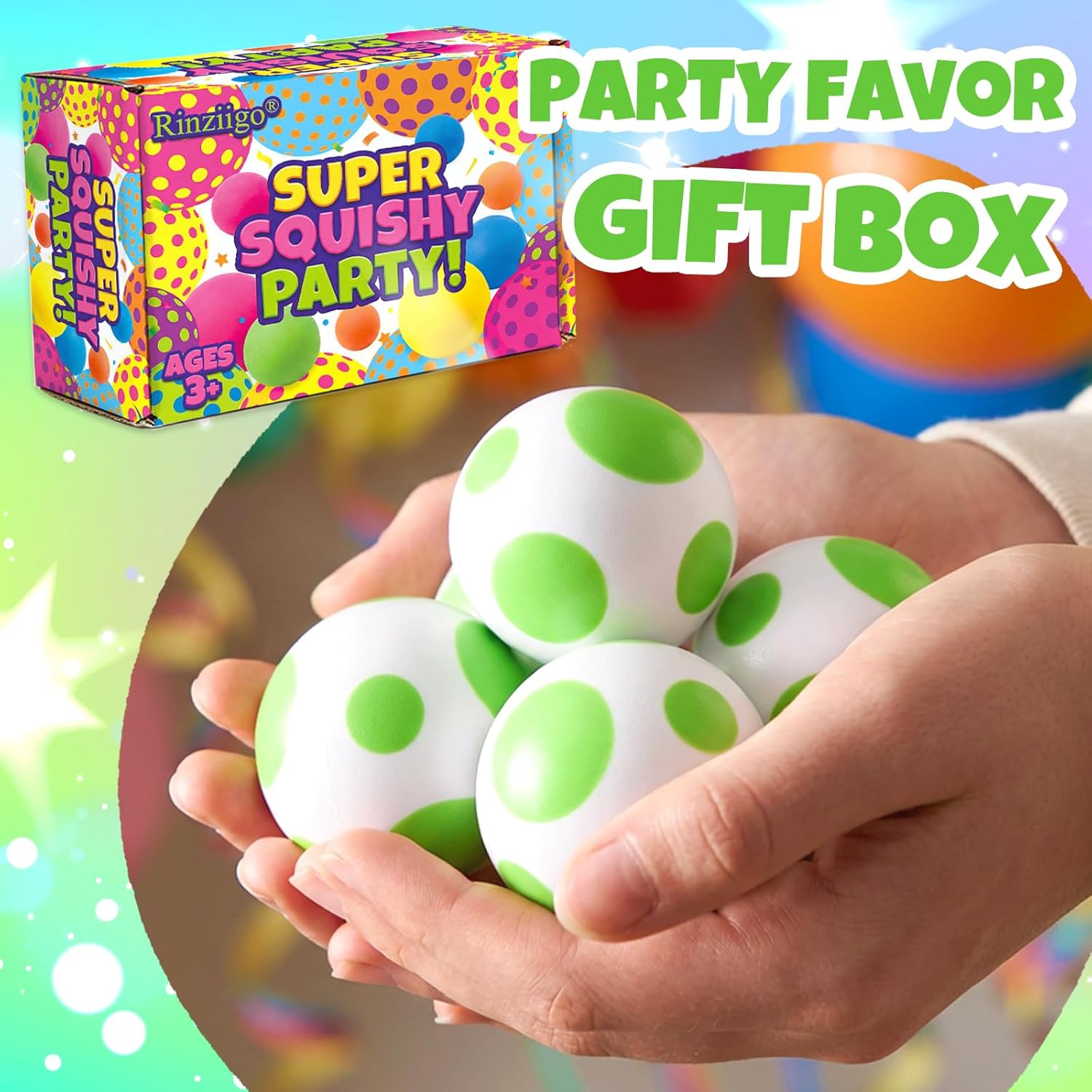 24 Pcs Dots Party Favors 2.36'' Stress Balls Green Sensory Fidget Toys Gifts for Kids Squeeze Anxiety Fidget Sensory Balls Birthday Party Favors Supplies Goodie Bag Stuffers