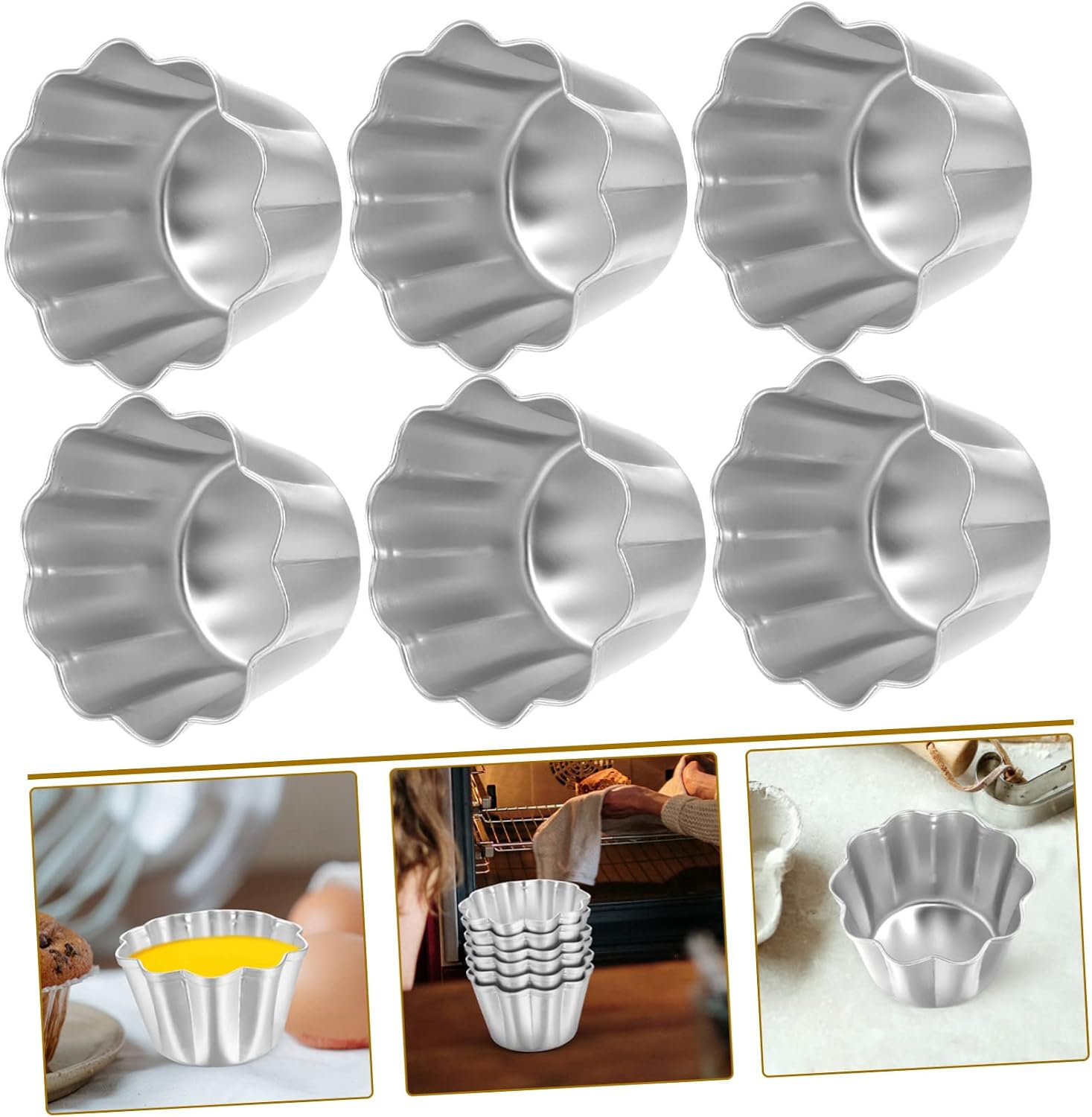 Hemoton 18pcs Egg Tart Molds Dariole Molds for Baking Flan Non-stick Muffin Ramekin Pudding