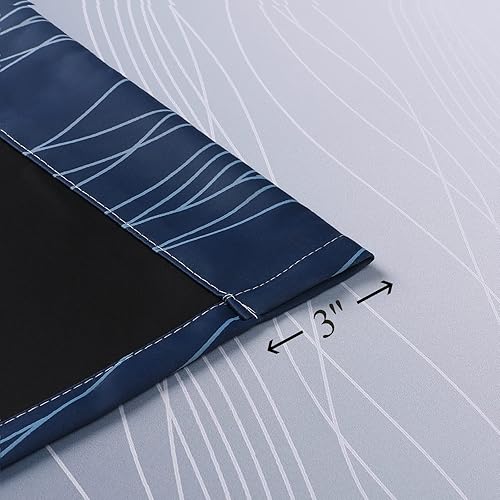 Miniatura 7 de Estelar Textiler Cortinas opacas azul marino y blanco de 96 pulgadas de largo, cortinas de oscurecimiento de habitación con bolsillo para cortinero,