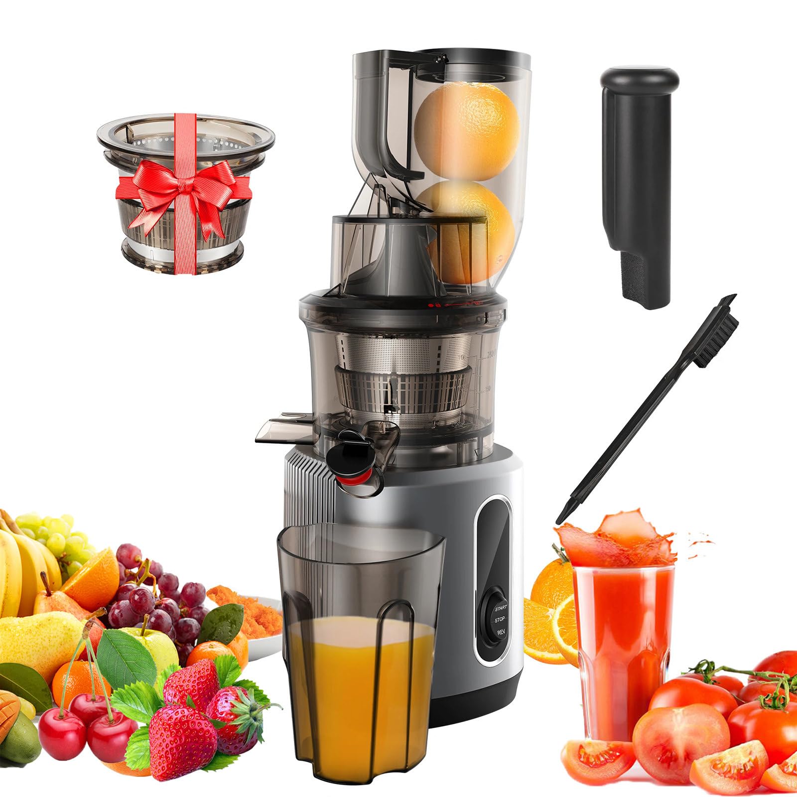 Spremiagrumi Slow Juicer Fridja F1900 - Per Frutta Intera, Bocca Larga 75mm, 240W, Acciaio Inossidabile, Senza BPA - Foto 10