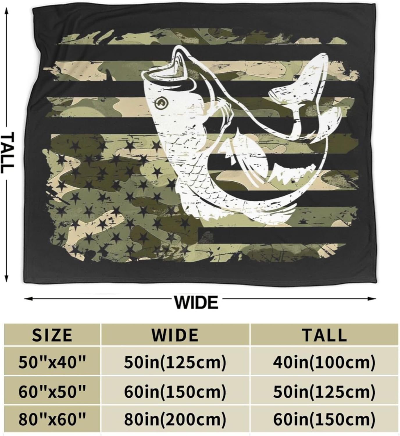Bass Fish Throw Blanket, 320GSM Flannel Blankets for Women Girls Kids Boys Men, Luxury Bed Blanket Super Soft Cozy for Bed Sofa Couch Gifts (Fish, 80"x60")