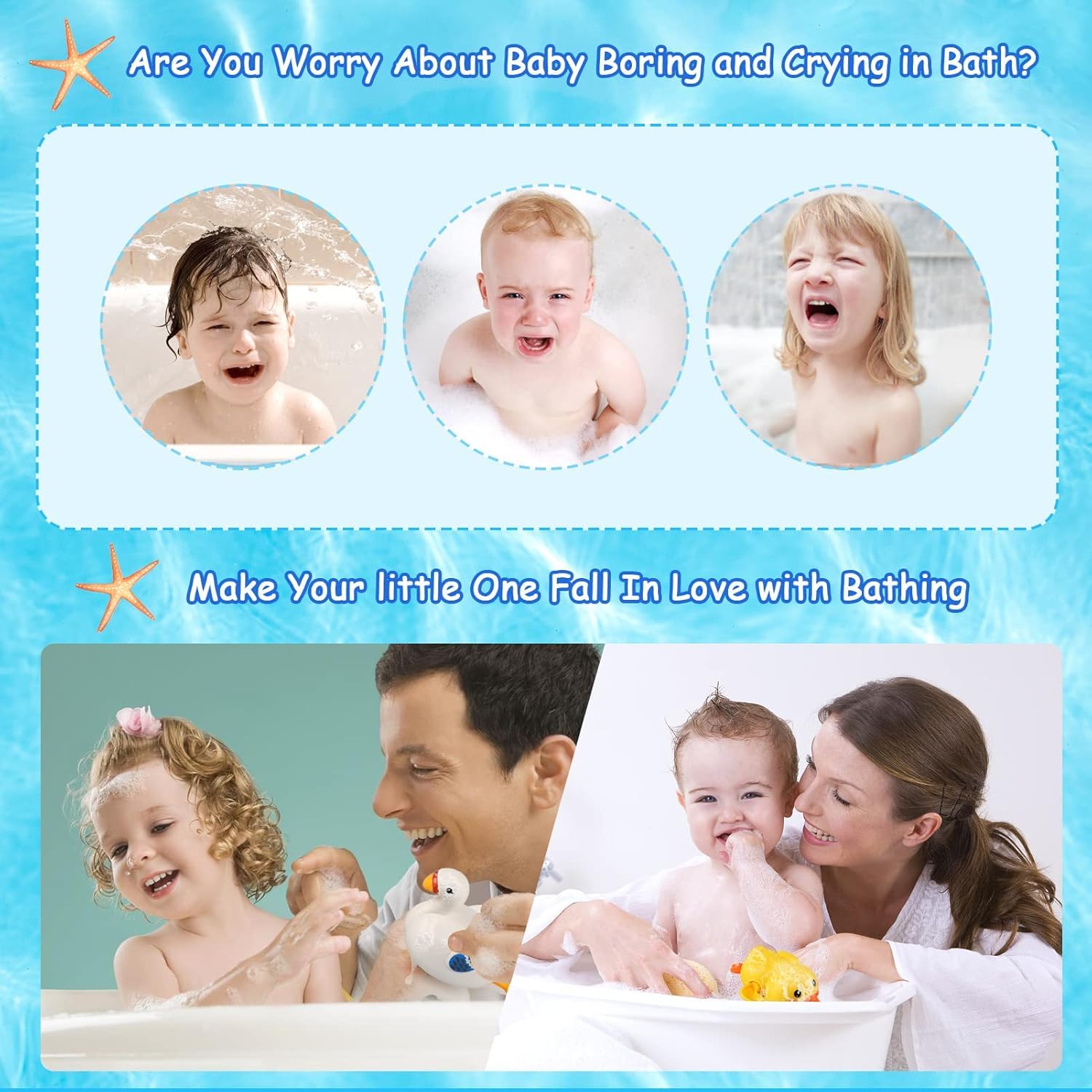 Jouets de Bain 4 Pièce, Jeux de Bain pour Enfants 1 2 3 4 Ans, Jouets Flottants, Jeux d'eau,Jouet Bebe Salle de Bain/Baignoire/Piscine/Douche, Jouet Cadeau pour Garcon Fille