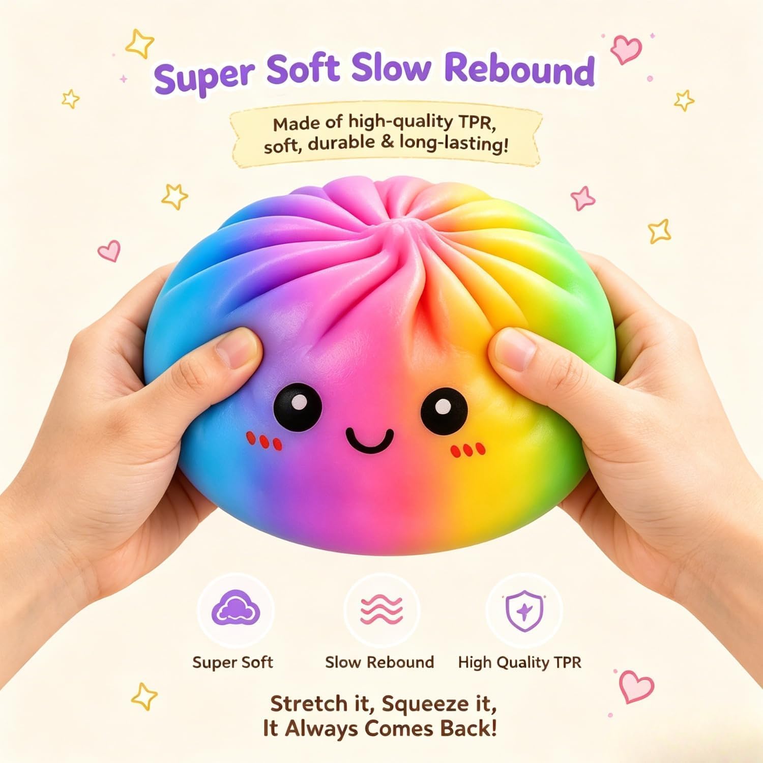 Gigante Squishy Dumpling Sorpresa Originales with Steamer, 25CM Dumpling de Elásticos Gigantes Bola de para el estrés, Recuperación Lenta Juguetes para Aliviar el Estrés Portátiles (Vistoso-25 cm)