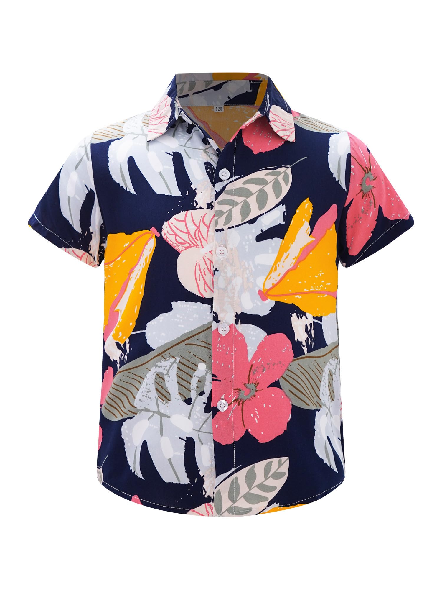 IEFIEL Camisa Hawaiana Informal de Manga Corta para Niños con Estampado Floral Verano con Botones para Playa Vacaciones 5-12 Años