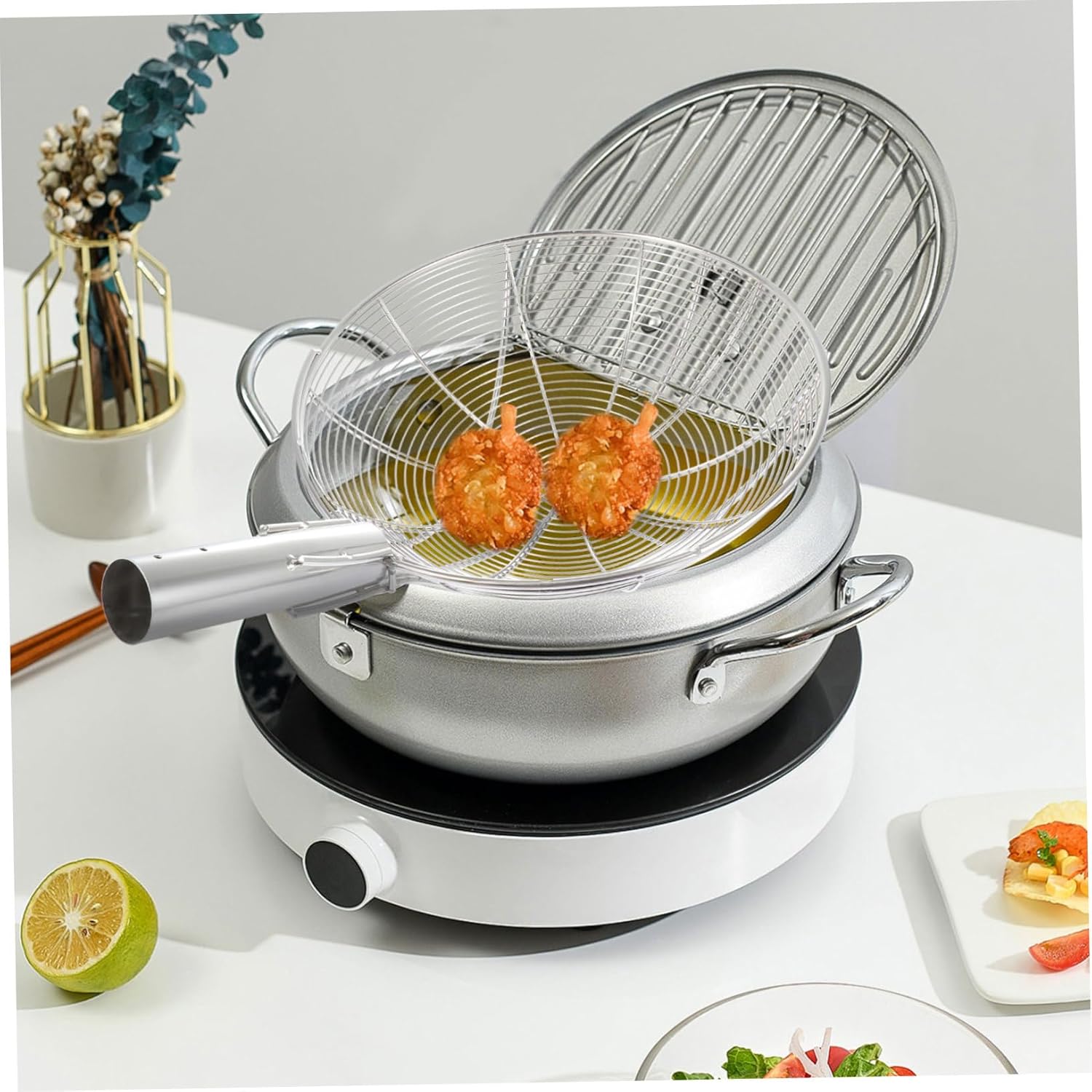 Stainless Steel Food Strainer Kitchen Mesh Colander for Draining Pasta Vegetables and Oil Ergonomic Design Versatile Cooking Tool