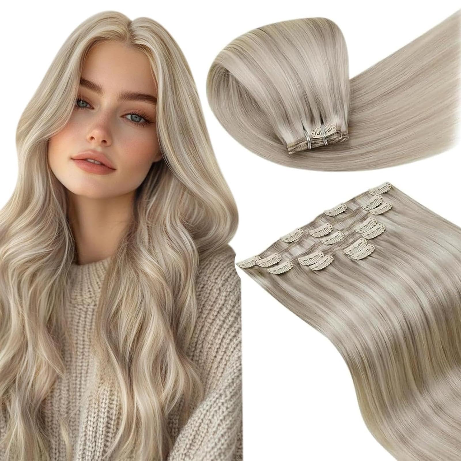 LaaVoo Extensions Echthaar Echt Haar Extension Clip Haarverlängerung Echthaar