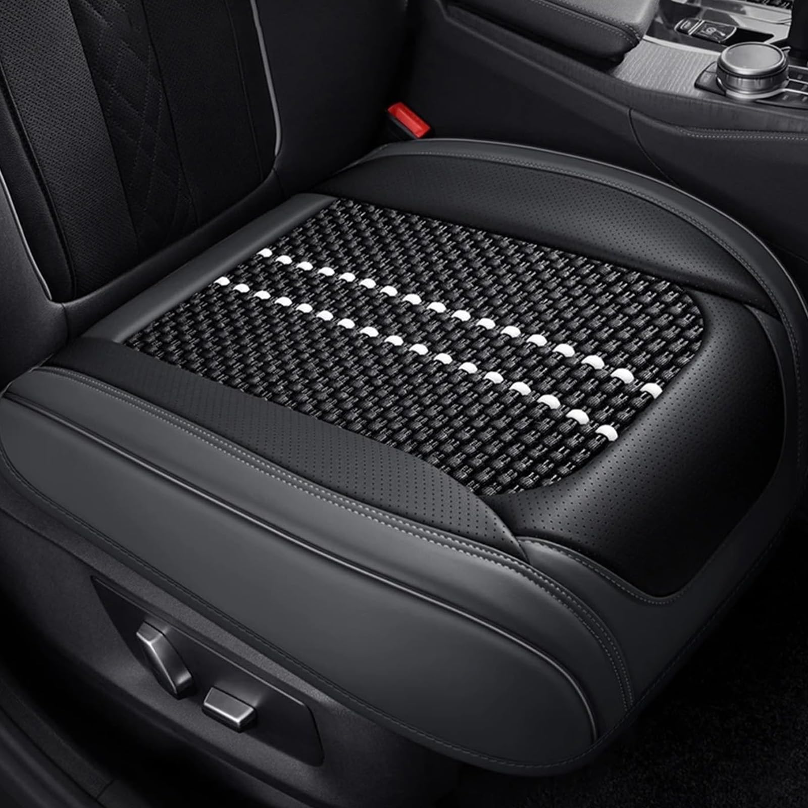 ONEMAJI Car Driver Seat Booster Cushion for Fiat Bravo 2008-2012, Breathable Thick Pad Non Slip Bottom Vehicle Chair Protector Interior Accessories,Grey Black
