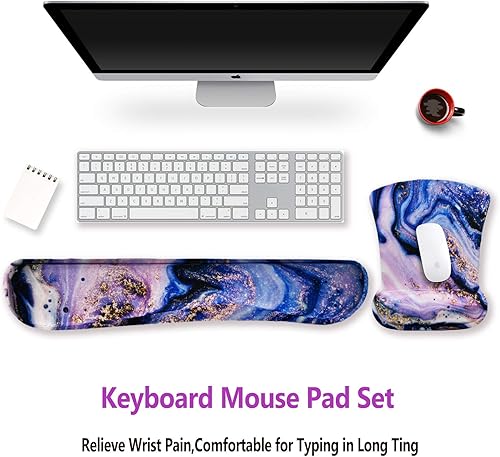 Miniatura 8 de ARTSO Reposamuñecas para teclado y alfombrilla para mouse con soporte para muñeca, alfombrilla de mouse ergonómica, duradera, cómoda y ligera para