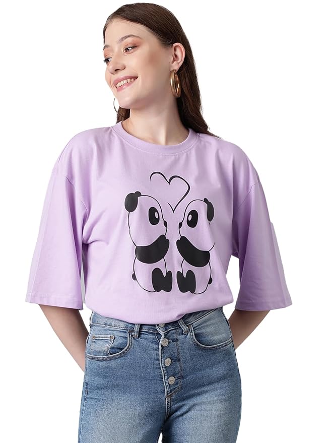 KOTTY Women’s Graphic Printed T-Shirt – Soft Cotton Blend Tee for Everyday Style