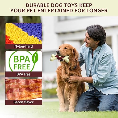 Miniatura 5 de NOUGAT Juguetes indestructibles para perros, juguetes masticables para masticadores agresivos, juguetes interactivos para perros (bacon)