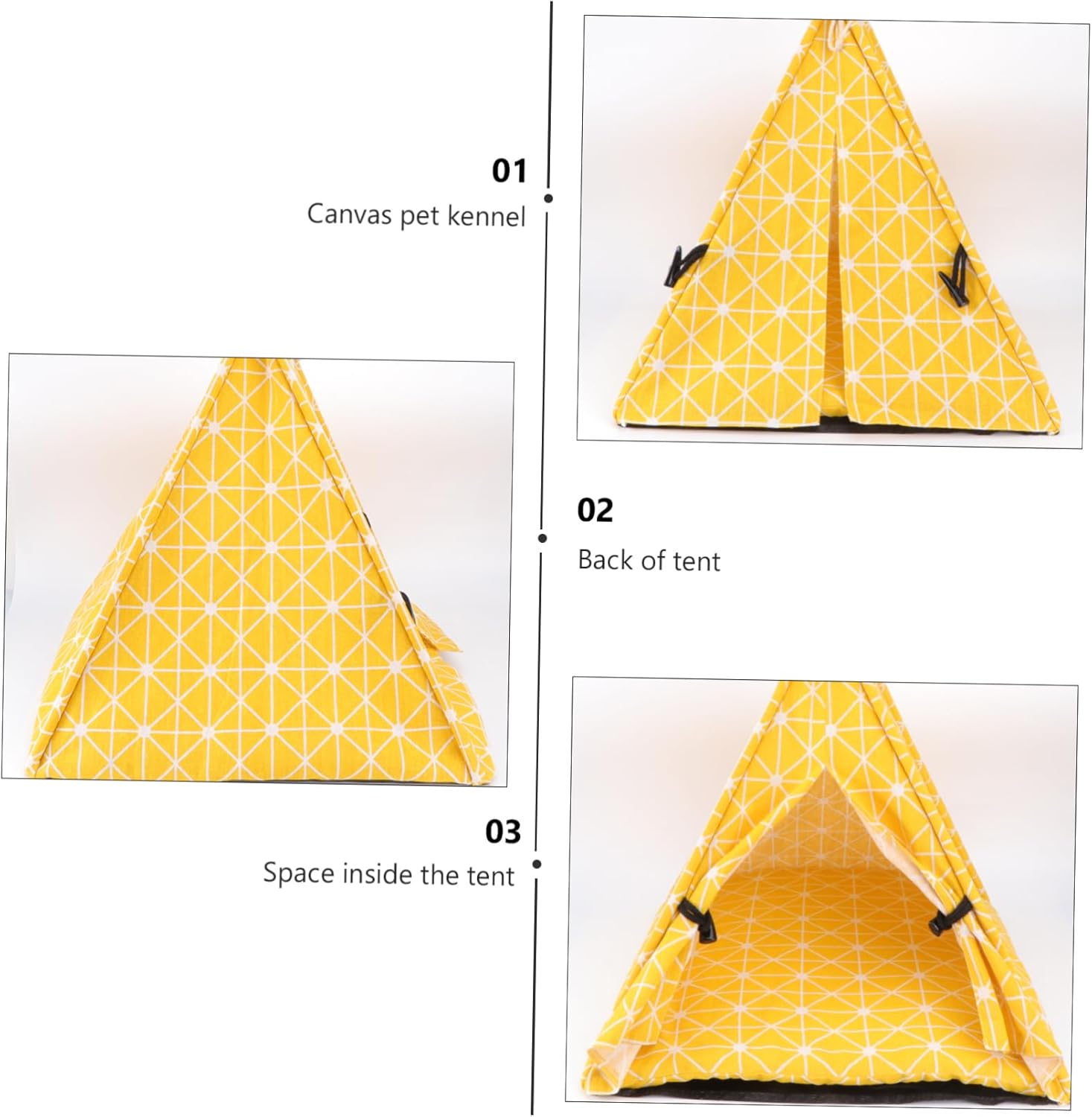 1pc Detachable Triangle Pet Cat Tent House Comfortable Canvas Kennel for Cats Small Dogs and Easy to Clean for Indoor Outdoor Use Yellow Checkered Small