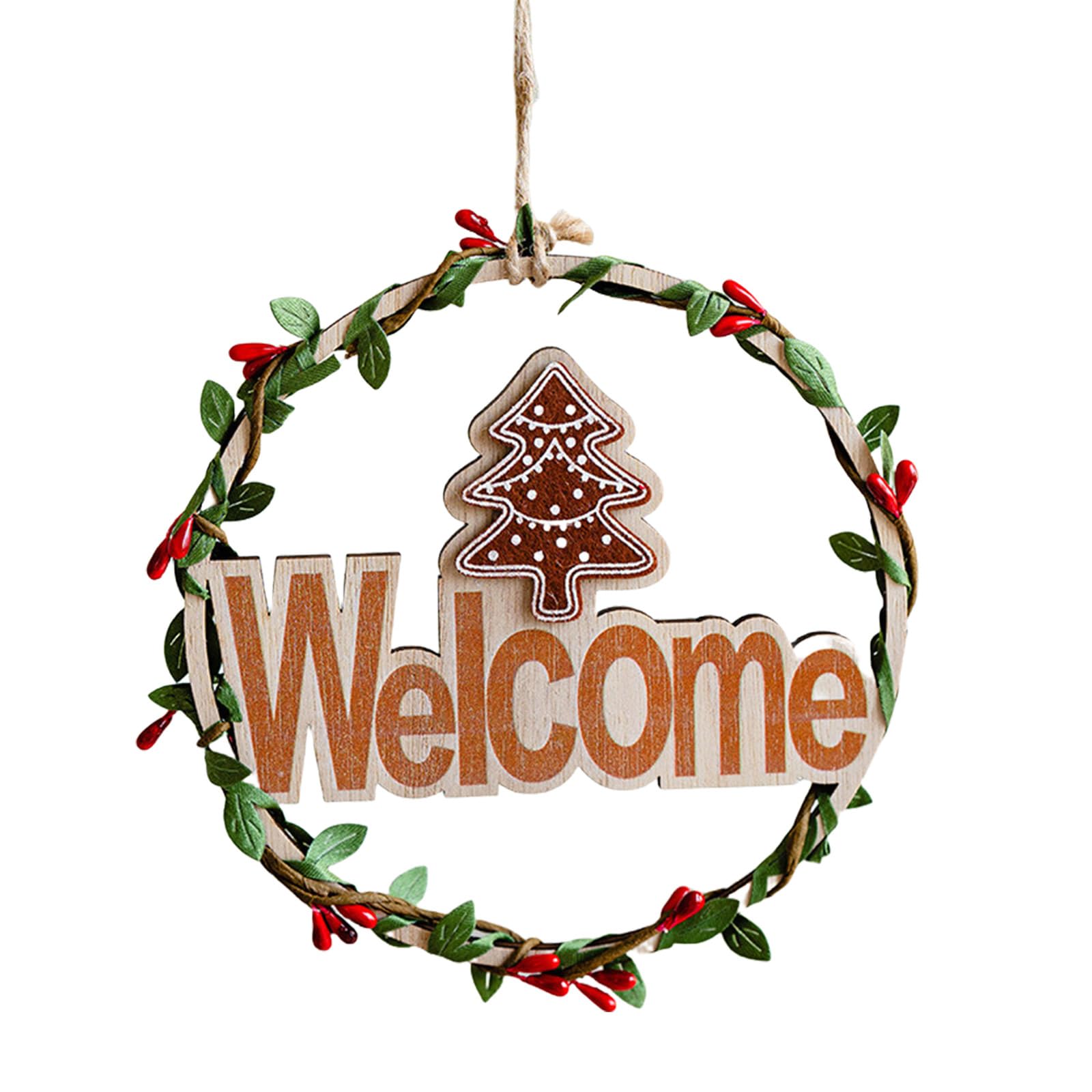 Jazuaiao Eye Catching Wreath for Christmas Festivities Colorful Wood Garlands Ornament Stylish Door Hangings Parties Accessories Christmas Adornment