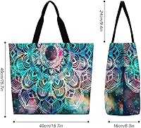 Vista 2 de Bolsas de comestibles reutilizables, bolsas de compras plegables con asas, bolsa de comestibles resistente para comestibles, estampado de mandala