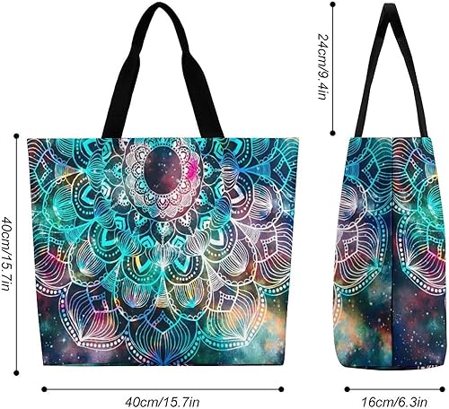 Miniatura 2 de DispRa Bolsas de comestibles reutilizables, bolsas de compras plegables con asas, bolsa de comestibles resistente para comestibles, estampado de