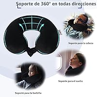 Vista 3 de SAIREIDER Almohada de viaje de espuma viscoelástica 100% pura, almohada de viaje para el cuello, almohada de avión para viajes, automóvil, hogar