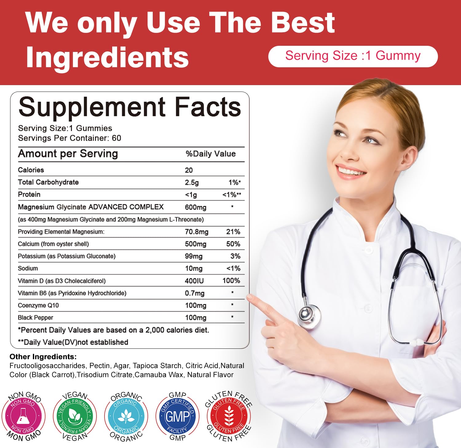 Magnesium Glycinate Gummies 600mg per Serving, 120 Count — Amazon image 3
