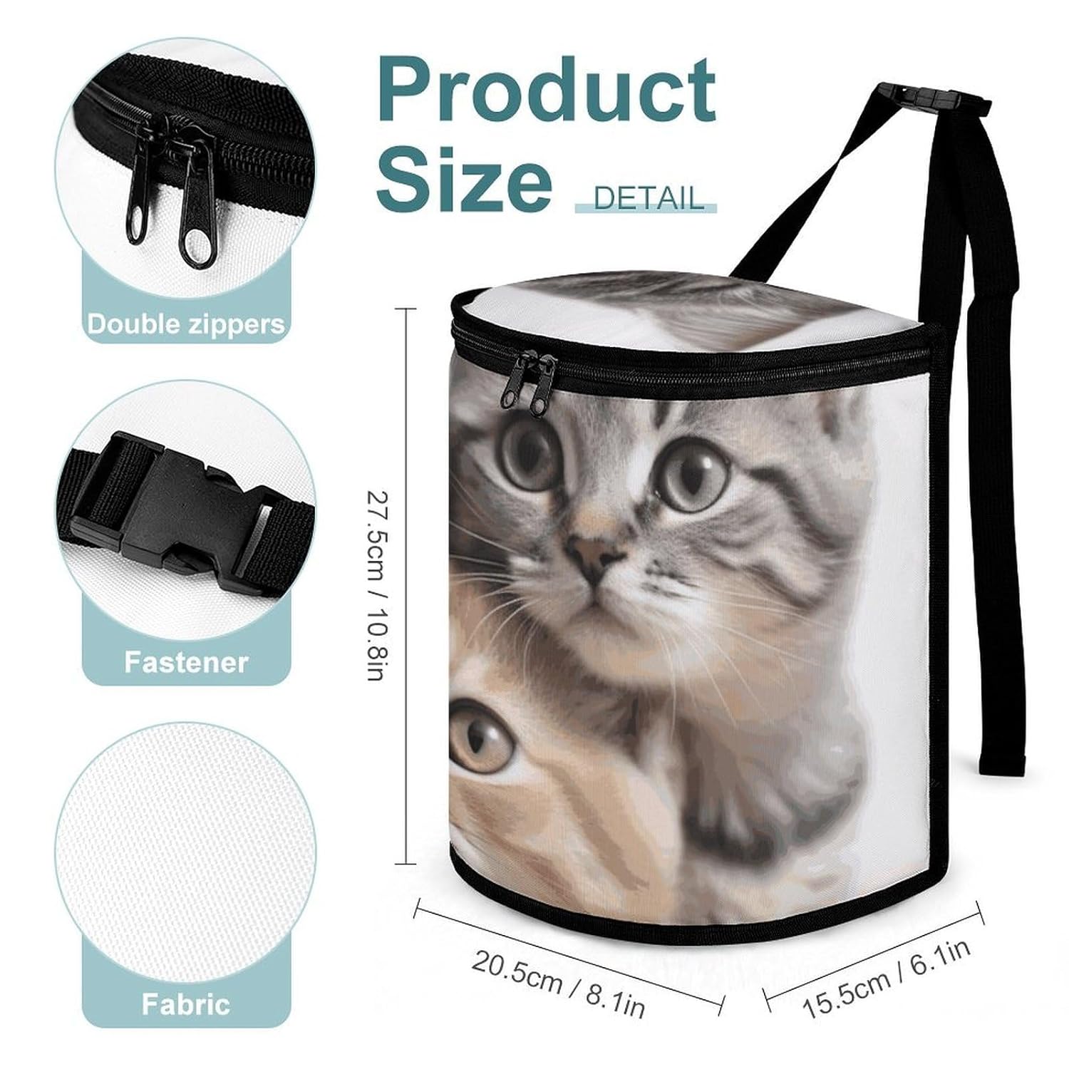 MUSM Leakproof Car Trash Can 2.5 Gallon, Durable Automotive Garbage Bag with Waterproof Liner, Cats Trash Bag for Car, Truck, RV & Bathroom