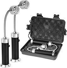 Lot de 2 Lampe pour Barbecue Accessoire Base Magnétique Angle de Rotation à 360 Degrés avec Boîte de Rangement pour Grille Barbecue Charbon de Bois pour La Lecture, La Réparation | Noir