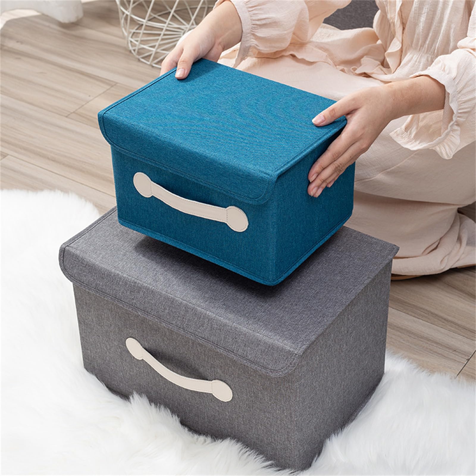 COELHO Scatole per Armadio con Coperchio Scatola di Stoccaggio Pieghevole del Guardaroba Home Organizzando Scatola di Archiviazione-Un- Doppio Coperchio