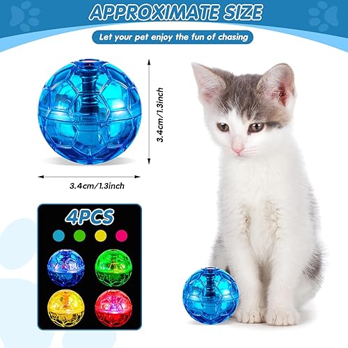 Miniatura 2 de Frienda Pelota de gato de caza fantasma, 4 unidades, bolas de gato iluminadas por movimiento, bola LED activada por movimiento, juguetes