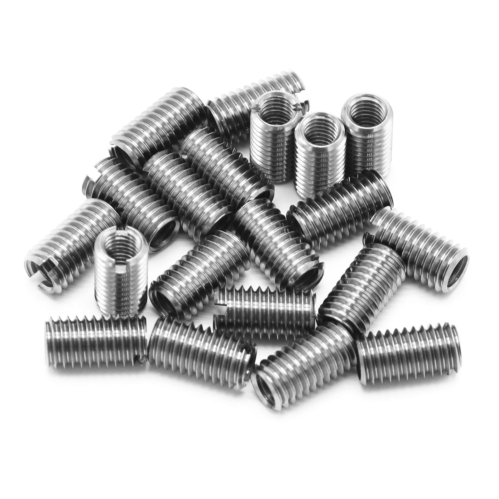 20 pezzi inserti filettati M8 a M6, inserto di riparazione filettato autofilettante, strumento di riparazione per inserti filettati a scanalatura in acciaio inossidabile, filettatura interna metrica